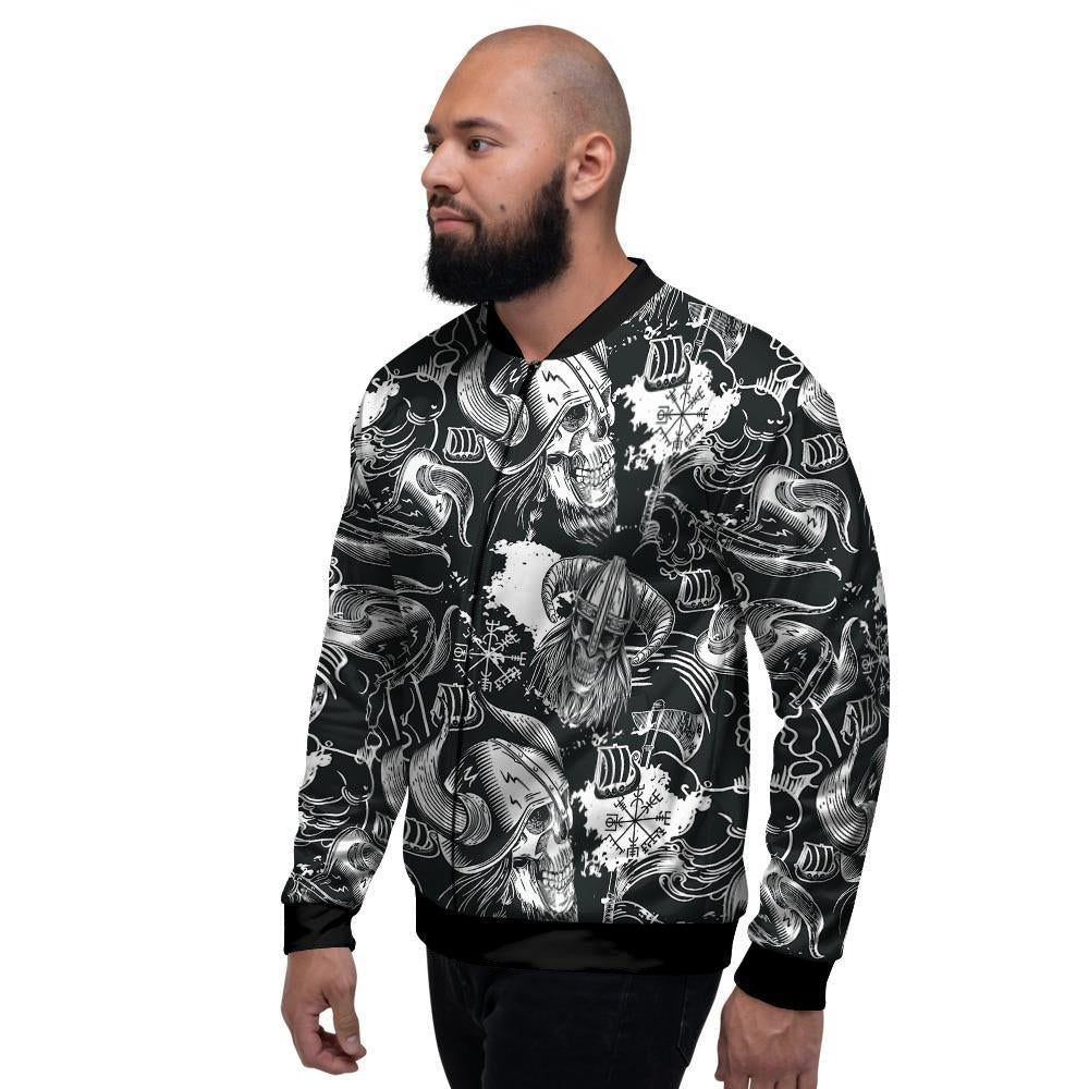 Viking Skull Men's Bomber Jacket-grizzshop