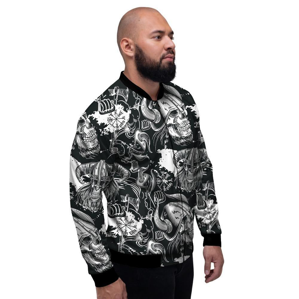 Viking Skull Men's Bomber Jacket-grizzshop