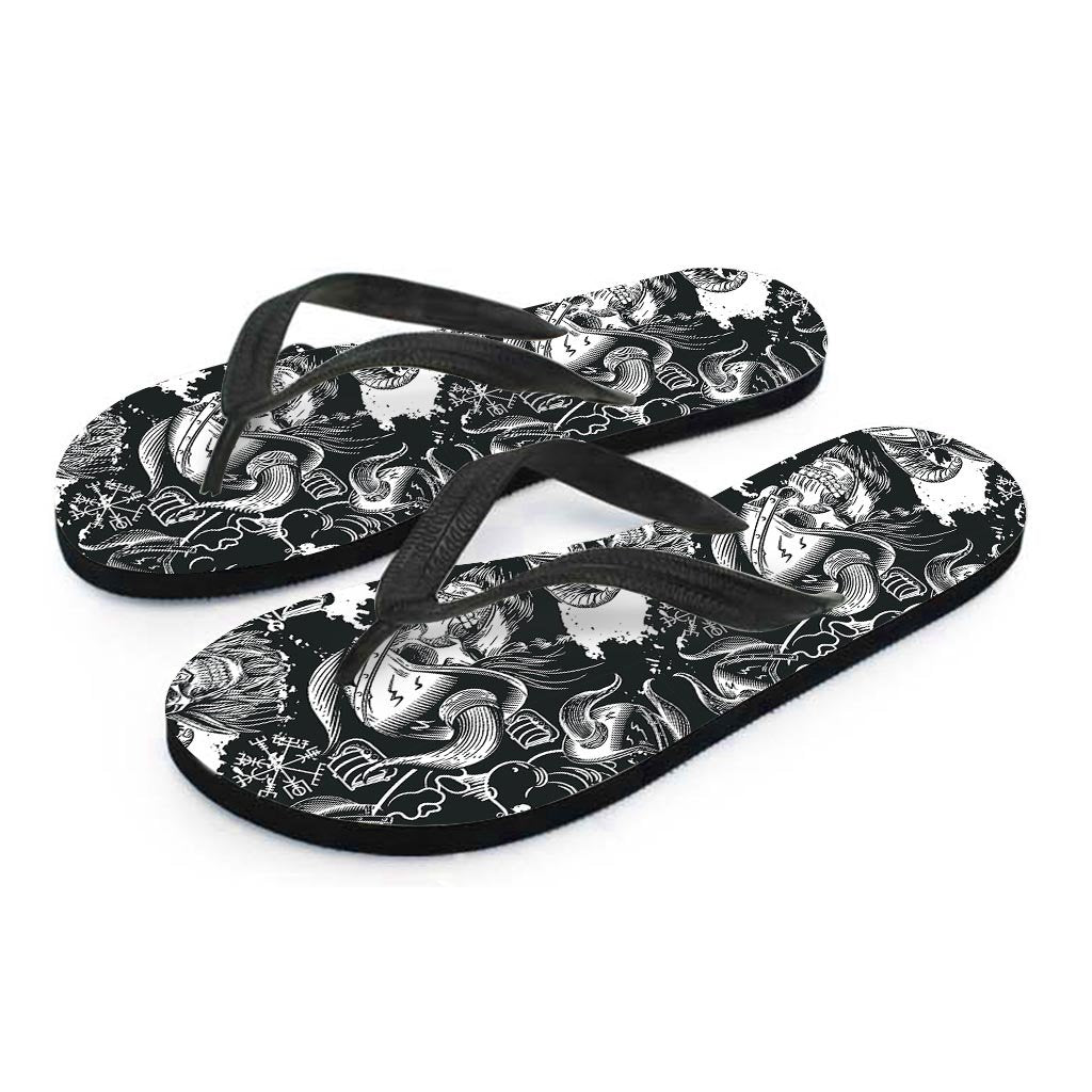 Viking Skull Men's Flip Flops-grizzshop