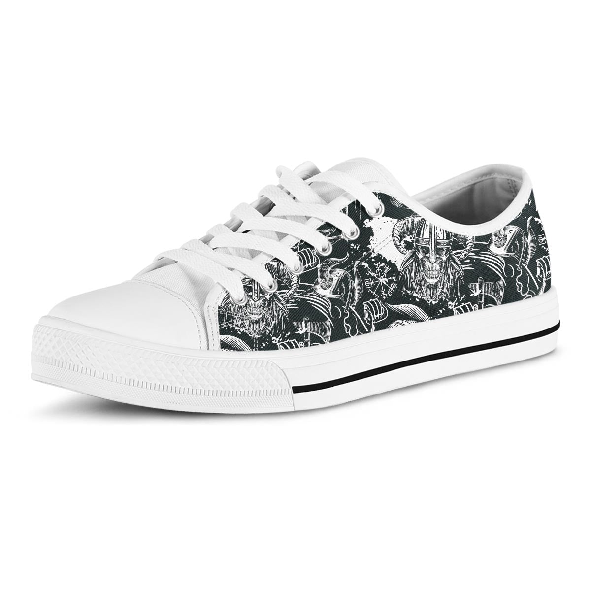 Viking Skull Men's Low Top Shoes-grizzshop