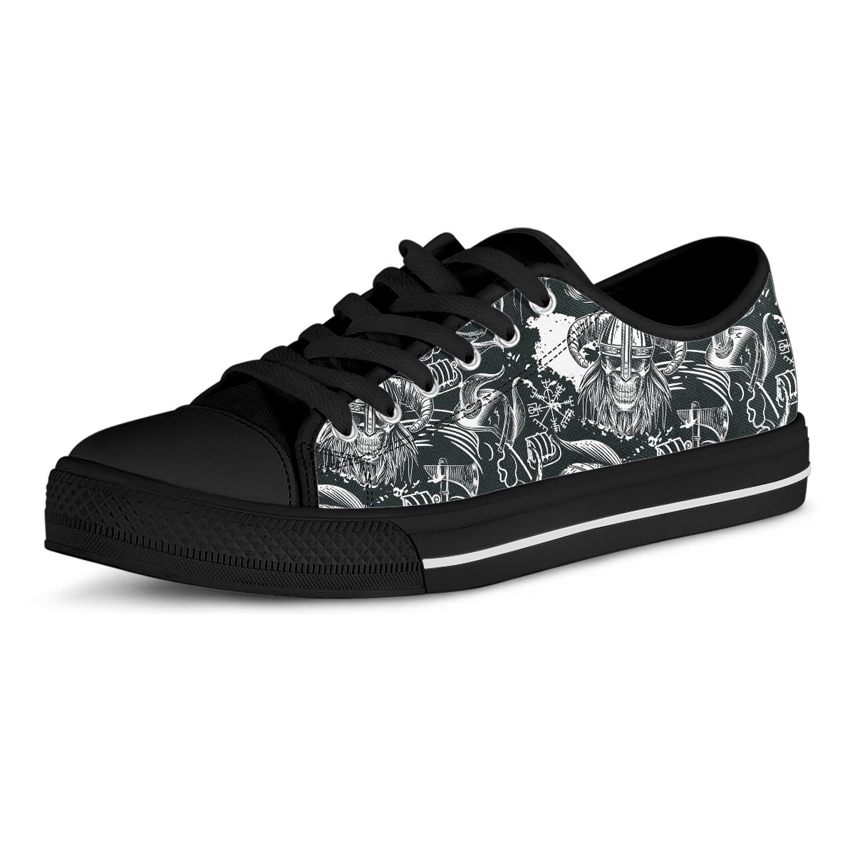 Viking Skull Men's Low Top Shoes-grizzshop