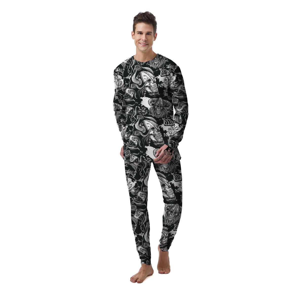 Viking Skull Men's Pajamas-grizzshop