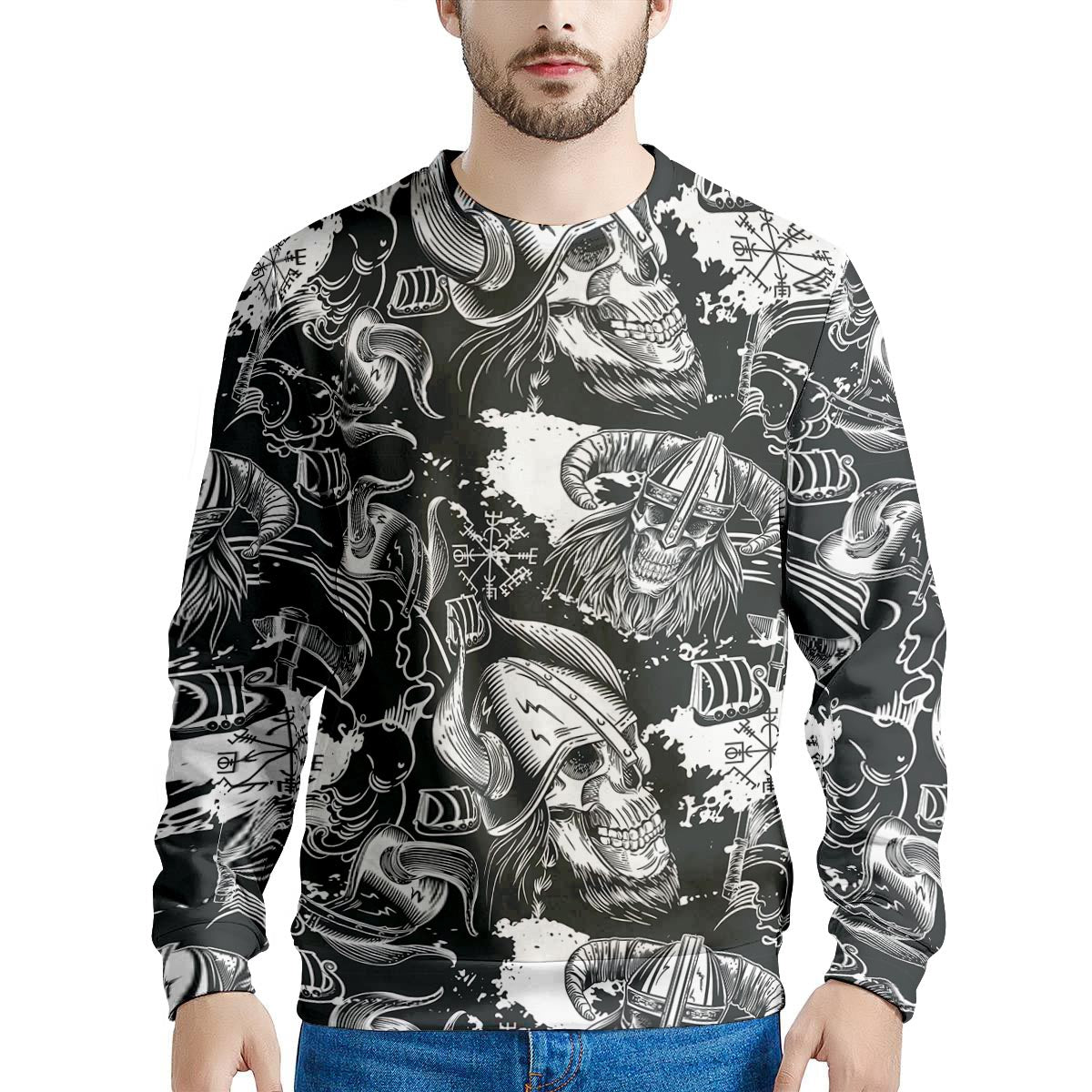 Viking Skull Men's Sweatshirt-grizzshop