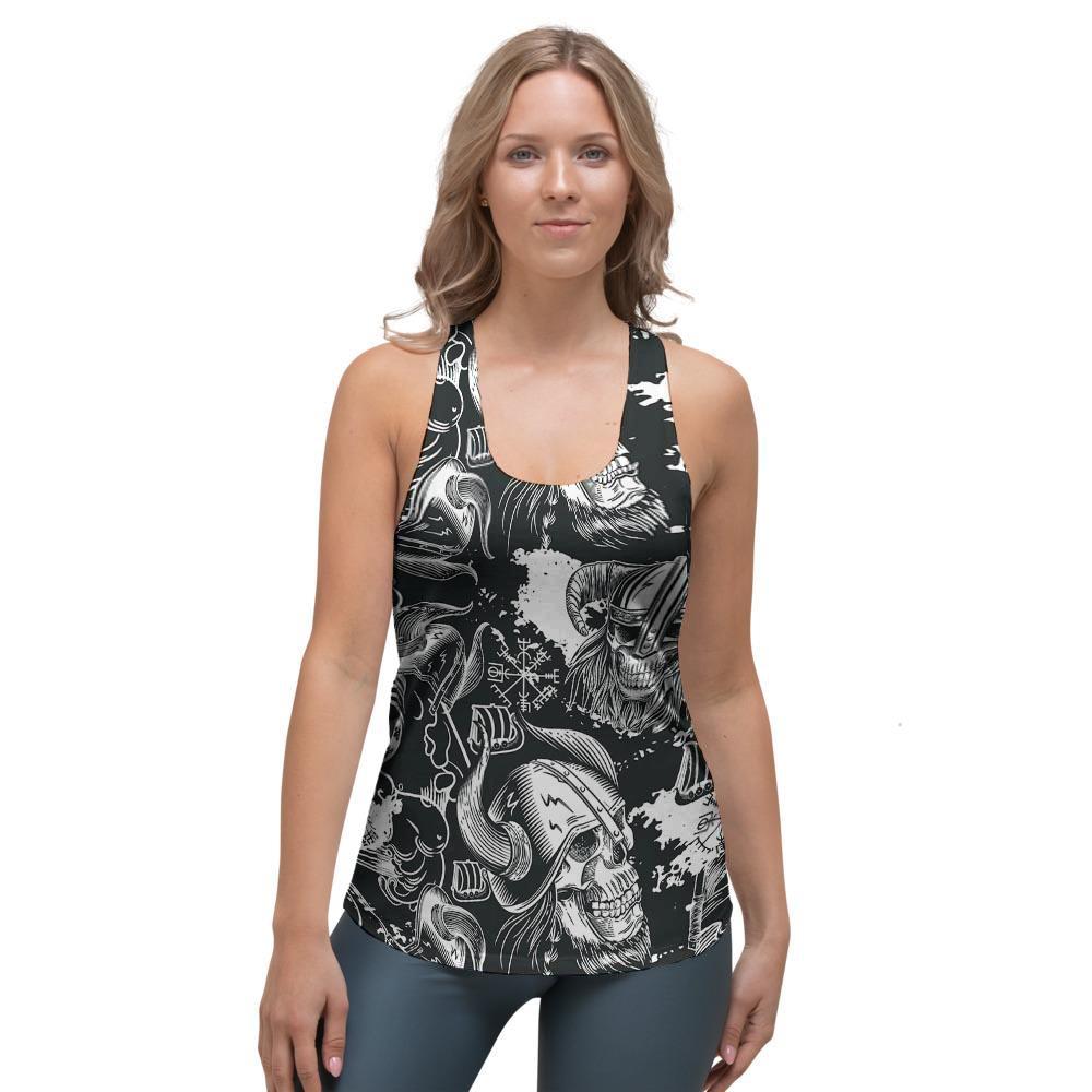 Viking Skull Women's Racerback Tank Top-grizzshop
