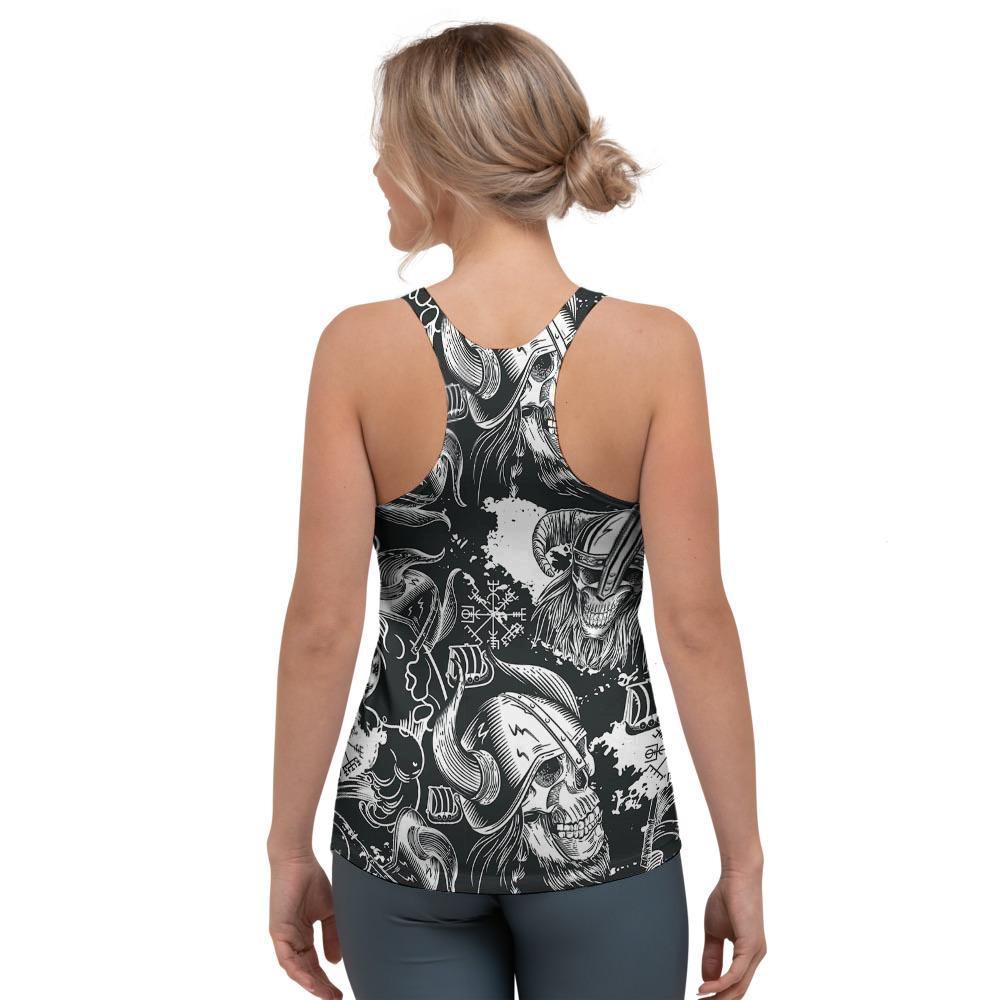 Viking Skull Women's Racerback Tank Top-grizzshop