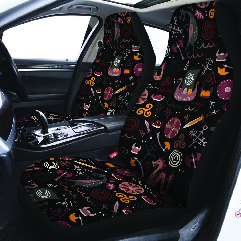 Viking Valhalla Cartoon Car Seat Covers-grizzshop
