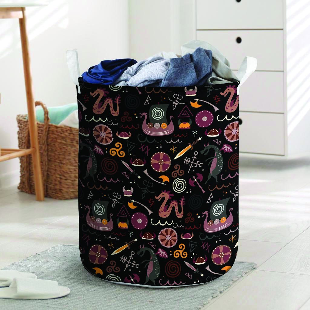 Viking Valhalla Cartoon Laundry Basket-grizzshop