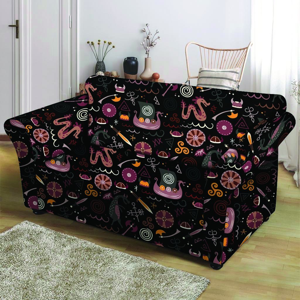 Viking Valhalla Cartoon Loveseat Cover-grizzshop