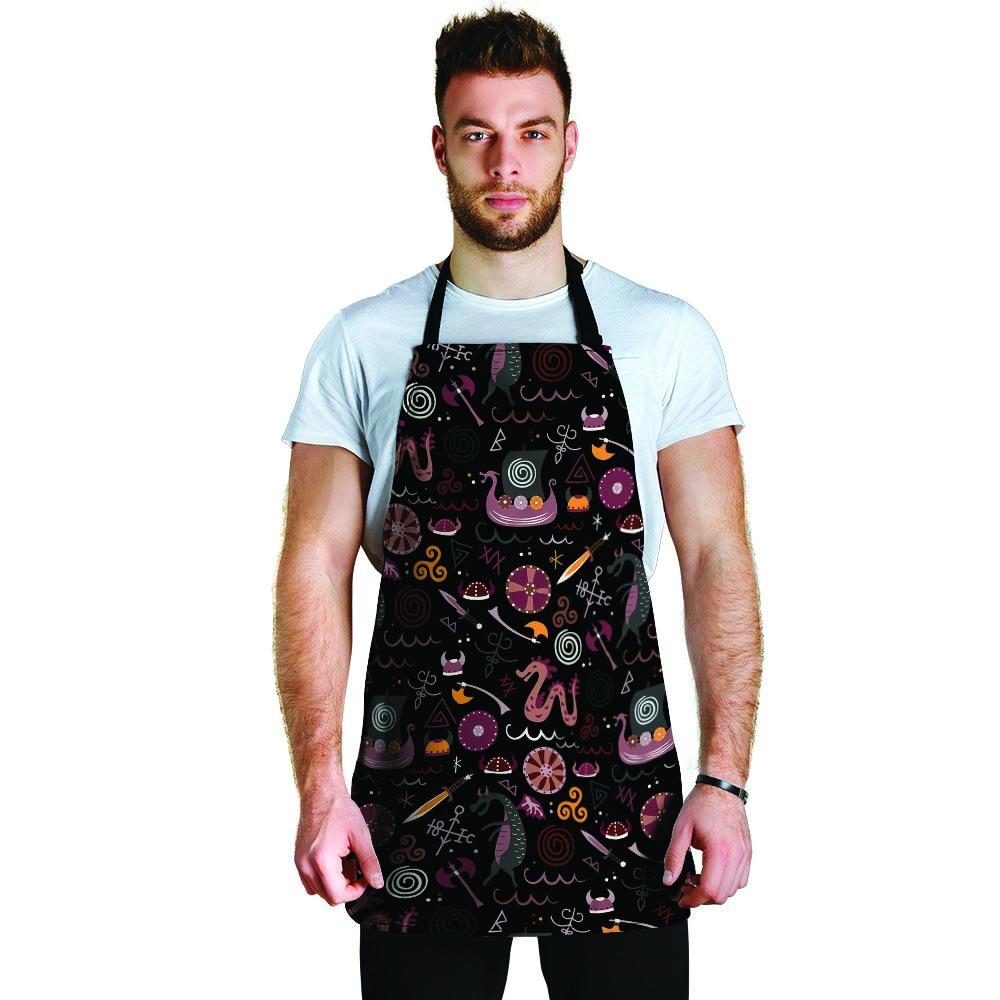 Viking Valhalla Cartoon Men's Apron-grizzshop