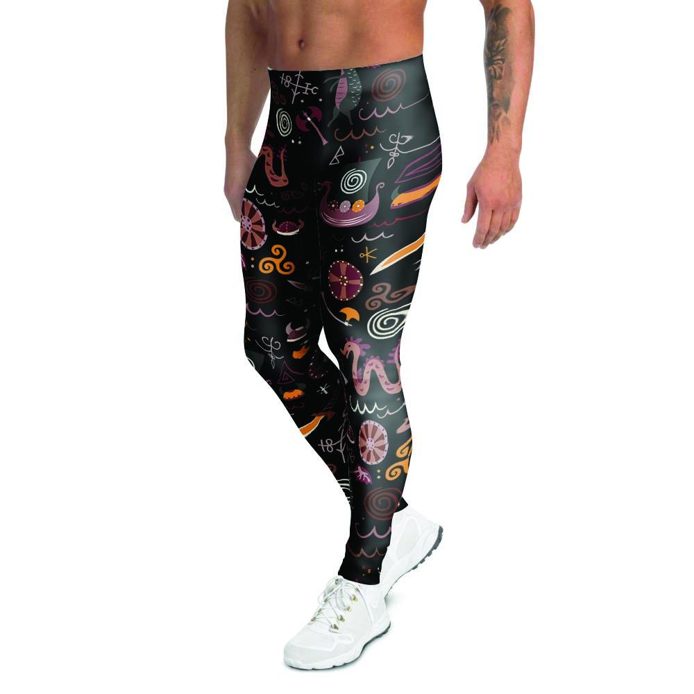 Viking Valhalla Cartoon Men's Leggings-grizzshop