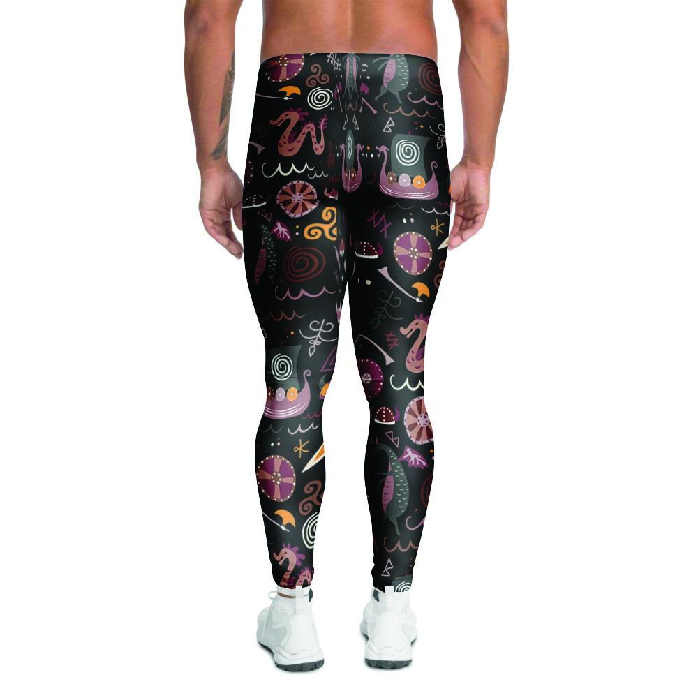 Viking Valhalla Cartoon Men's Leggings-grizzshop