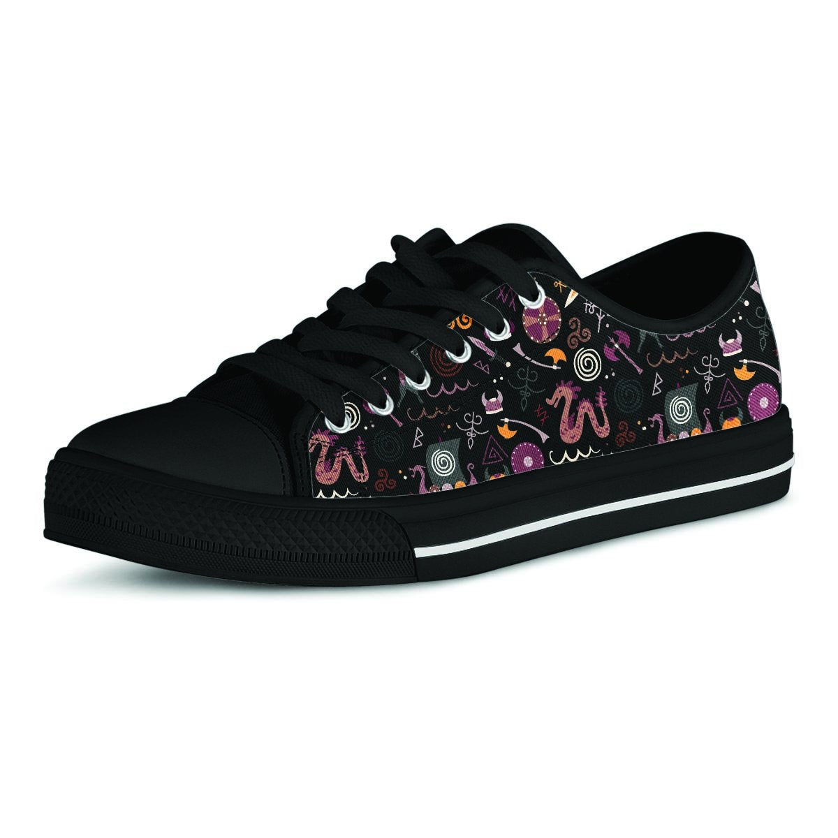 Viking Valhalla Cartoon Men's Low Top Shoes-grizzshop