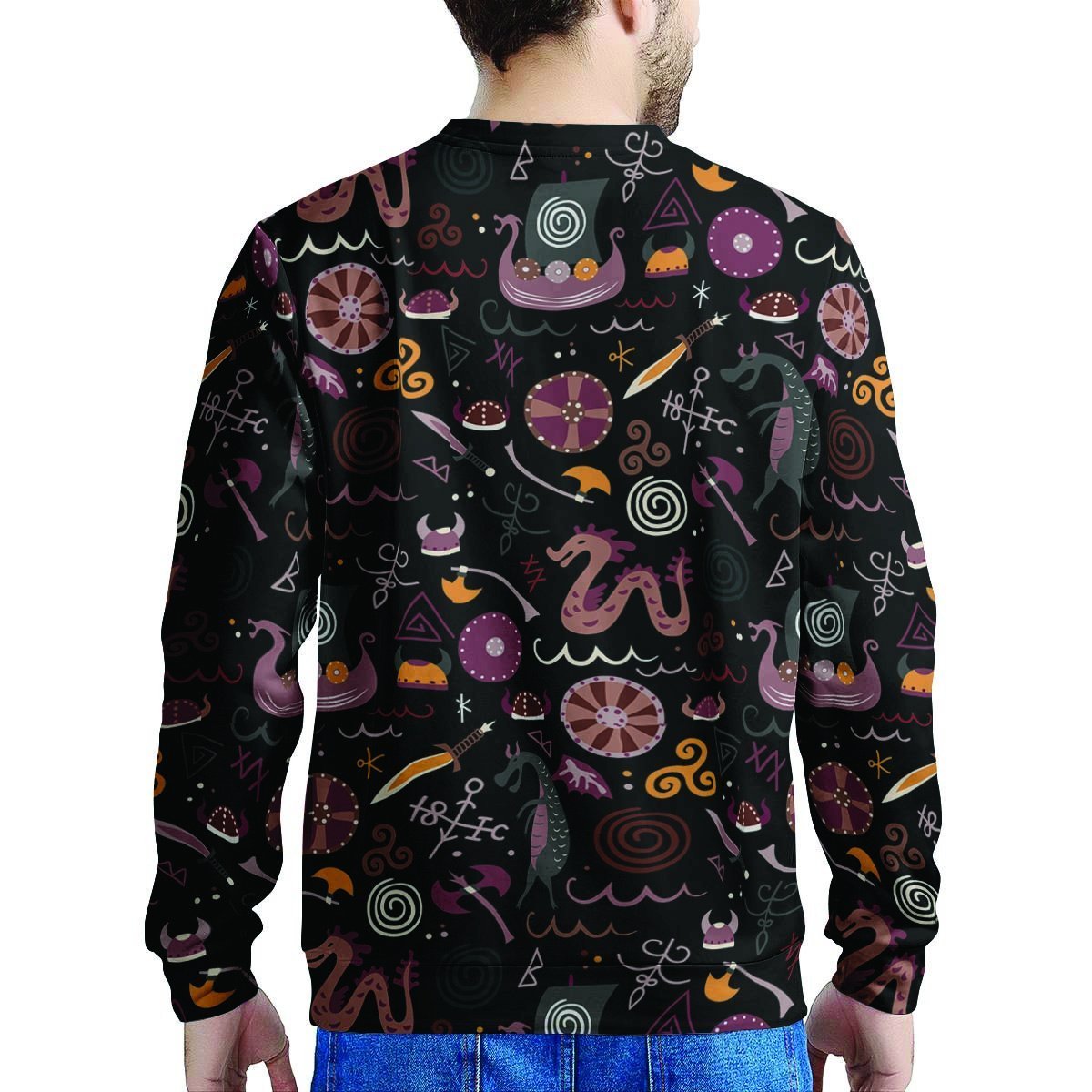 Viking Valhalla Cartoon Men's Sweatshirt-grizzshop