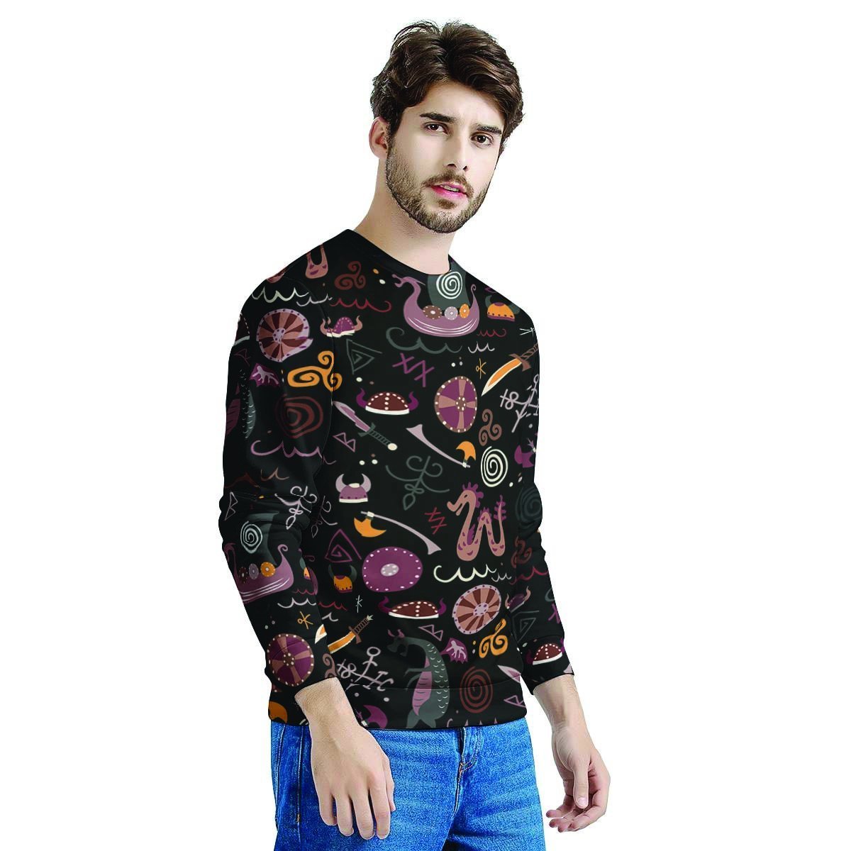 Viking Valhalla Cartoon Men's Sweatshirt-grizzshop