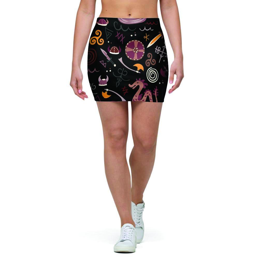 Viking Valhalla Cartoon Mini Skirt-grizzshop