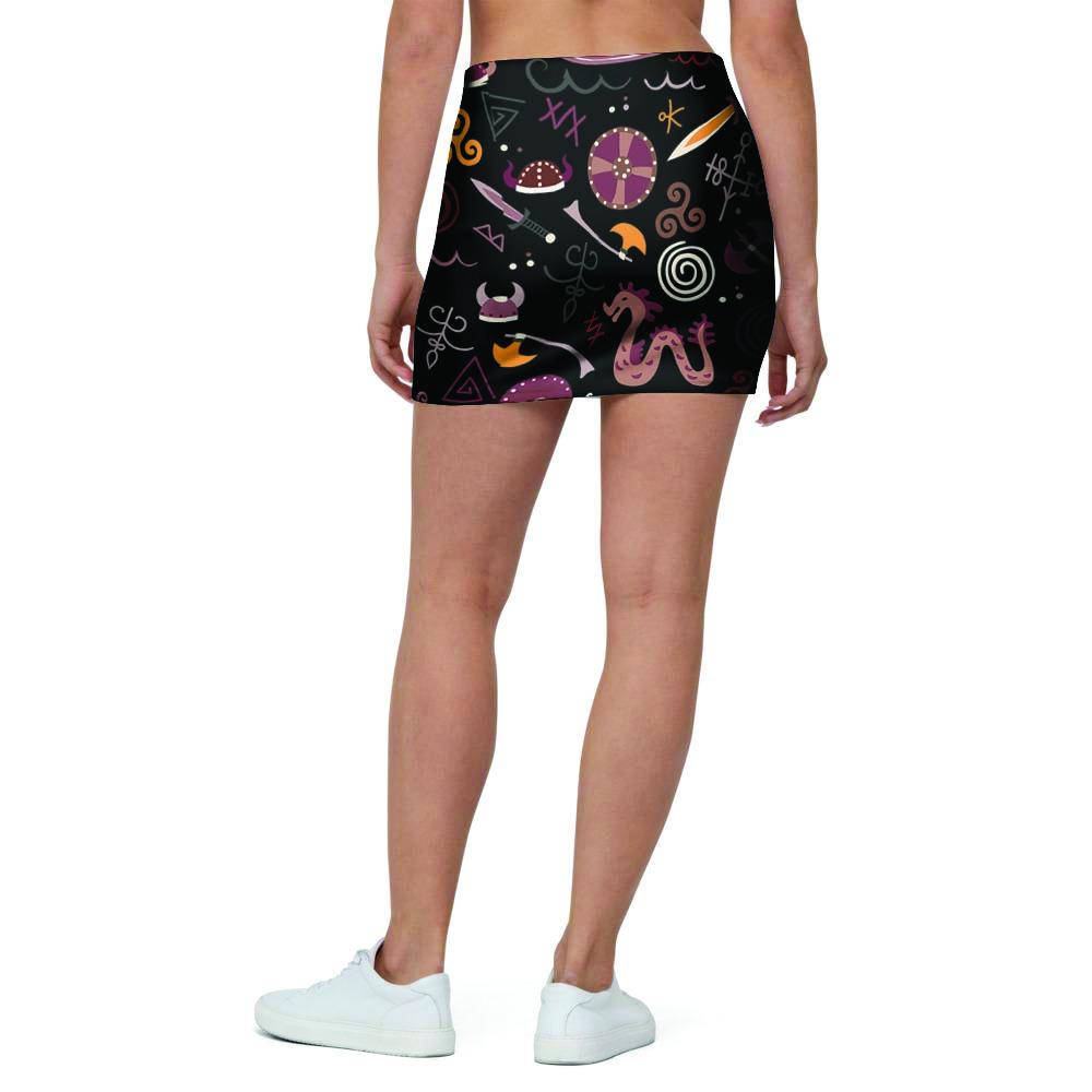 Viking Valhalla Cartoon Mini Skirt-grizzshop