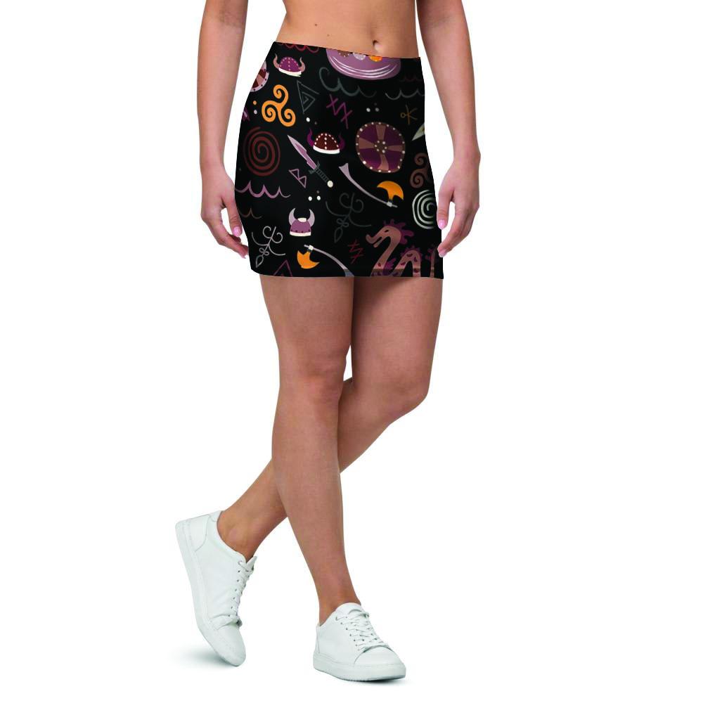 Viking Valhalla Cartoon Mini Skirt-grizzshop