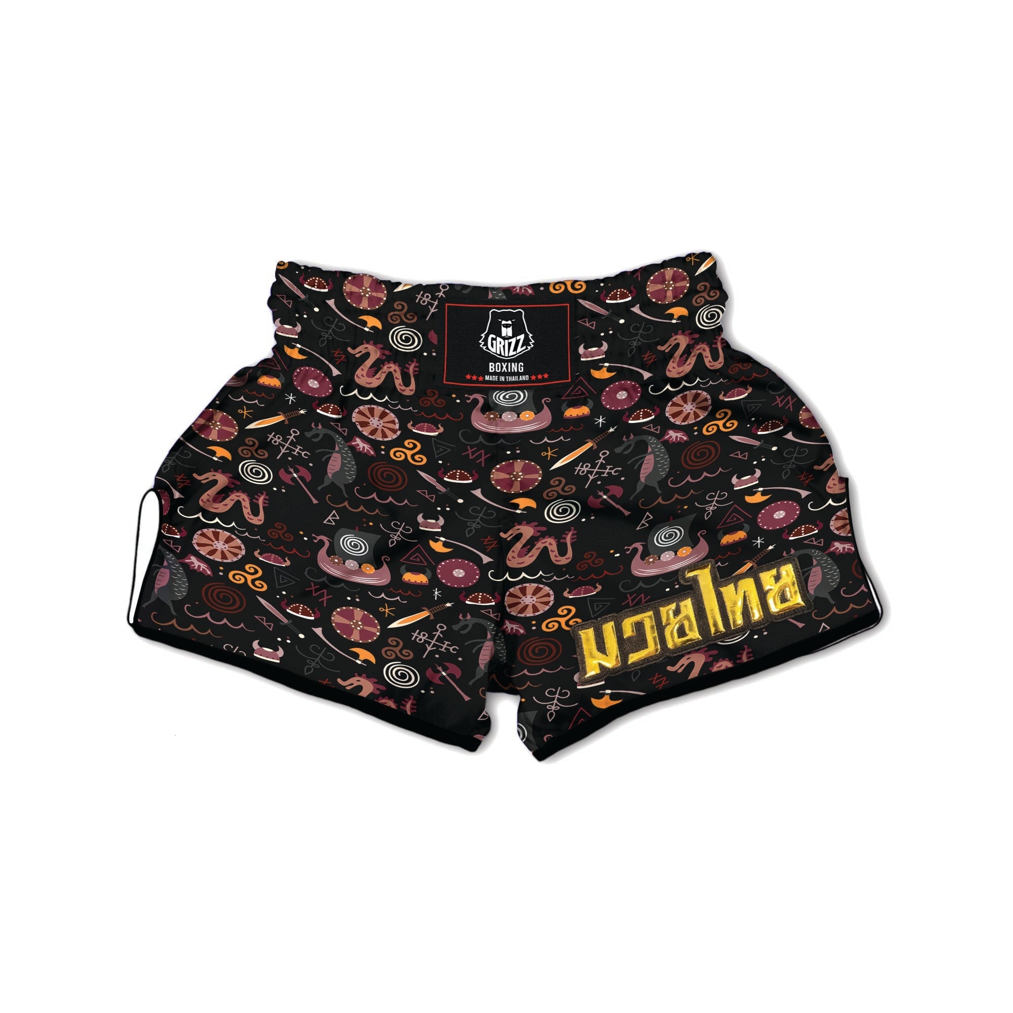 Viking Valhalla Cartoon Muay Thai Boxing Shorts-grizzshop