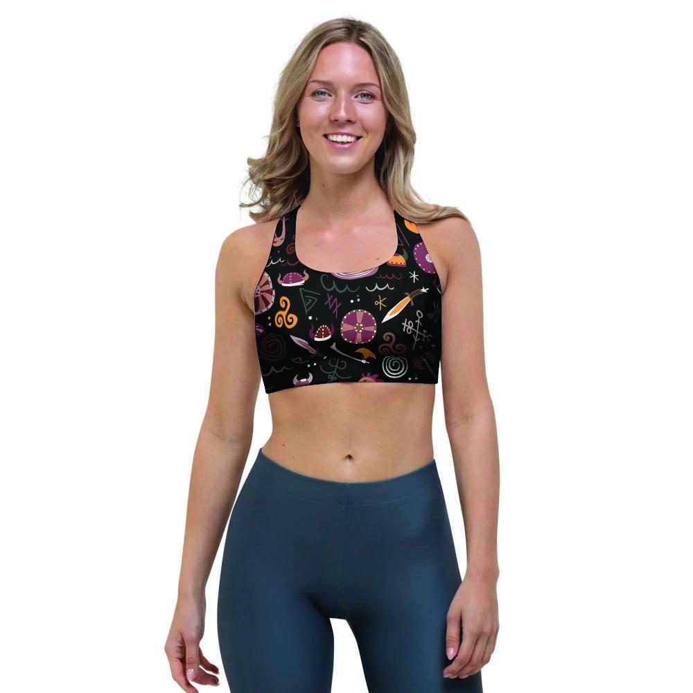 Viking Valhalla Cartoon Sports Bra-grizzshop