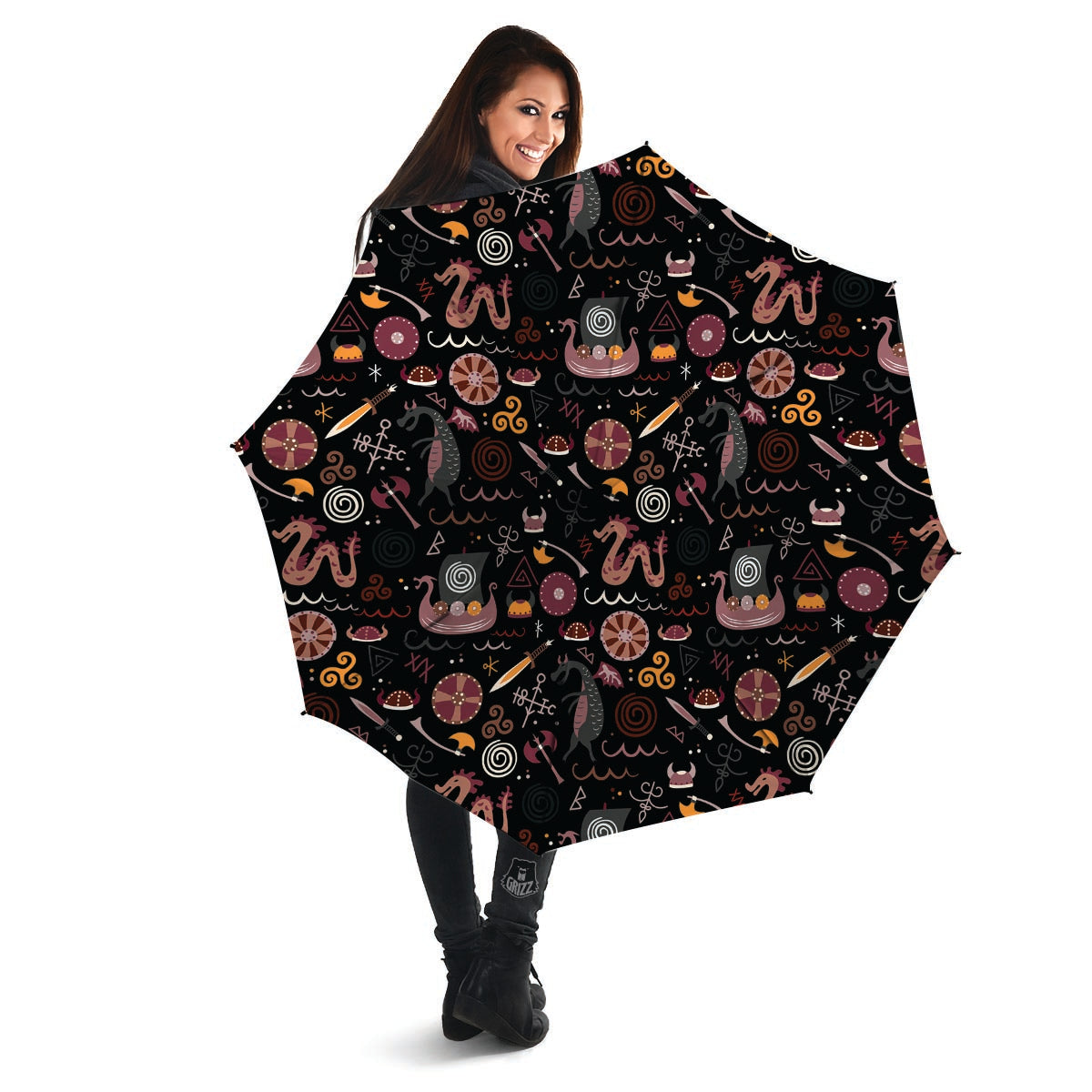 Viking Valhalla Cartoon Umbrella-grizzshop