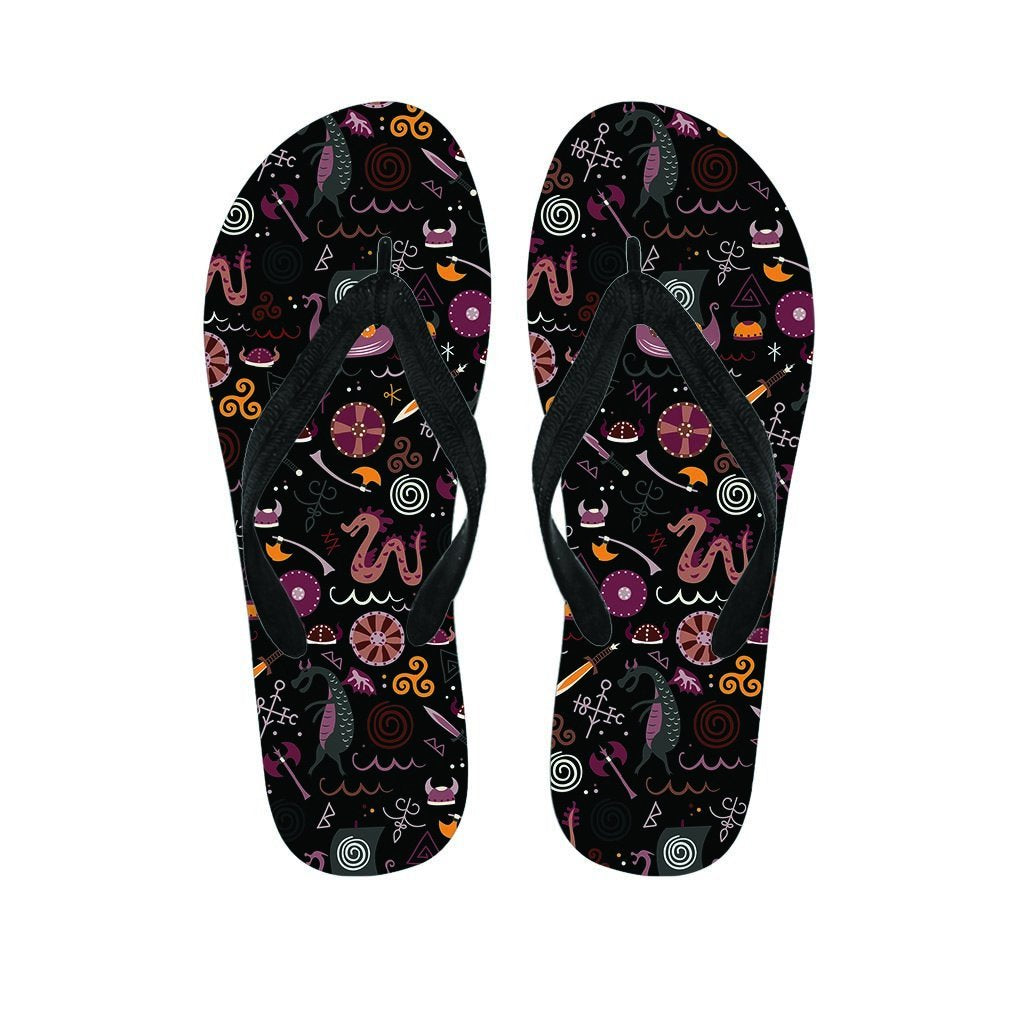 Viking Valhalla Cartoon Women's Flip Flops-grizzshop