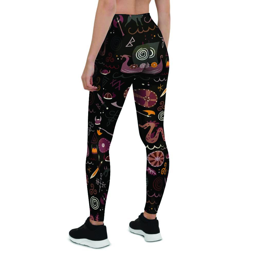 Viking Valhalla Cartoon Women's Leggings-grizzshop