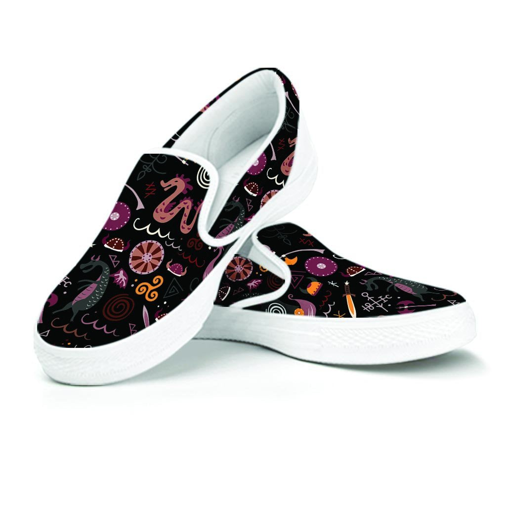 Viking Valhalla Cartoon Women's Slip On Sneakers-grizzshop