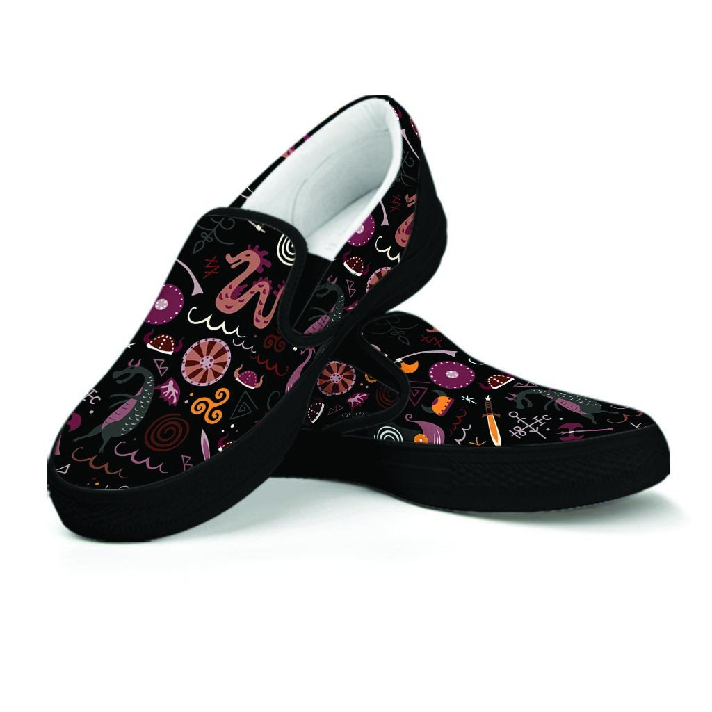 Viking Valhalla Cartoon Women's Slip On Sneakers-grizzshop