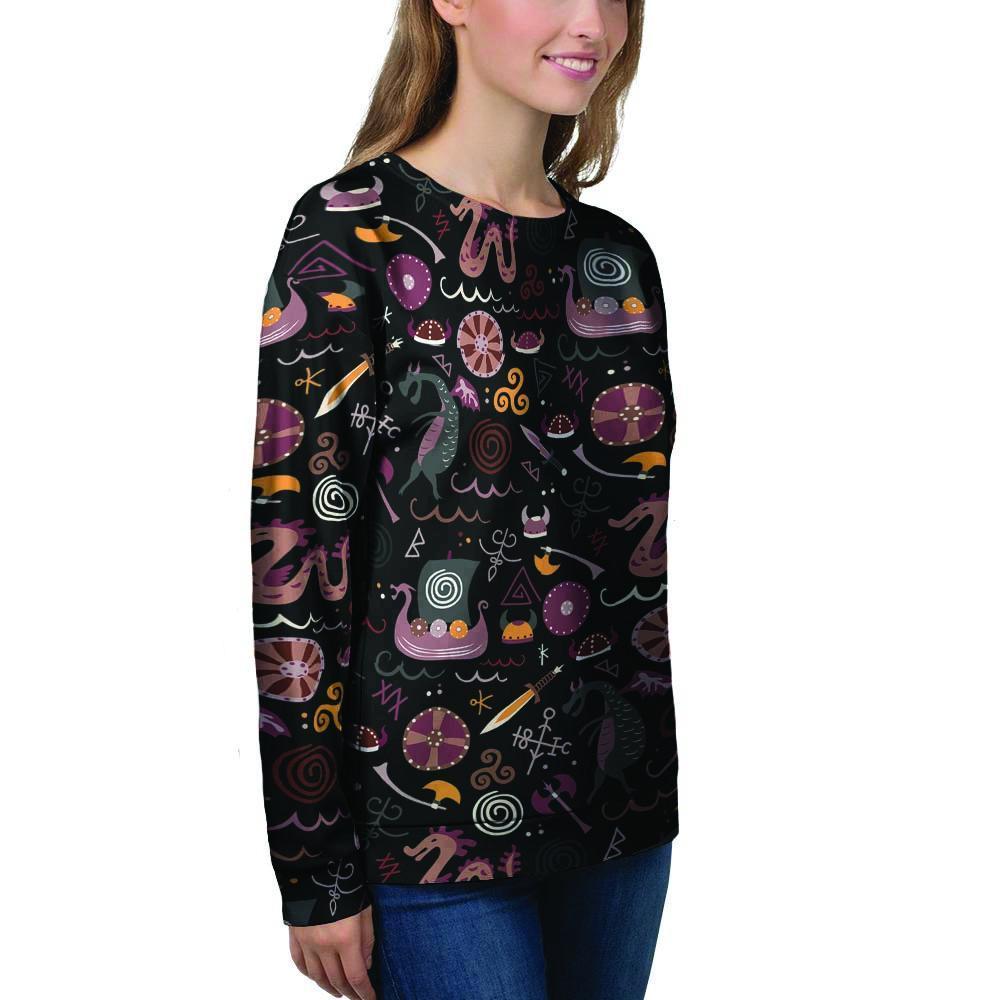 Viking Valhalla Cartoon Women's Sweatshirt-grizzshop