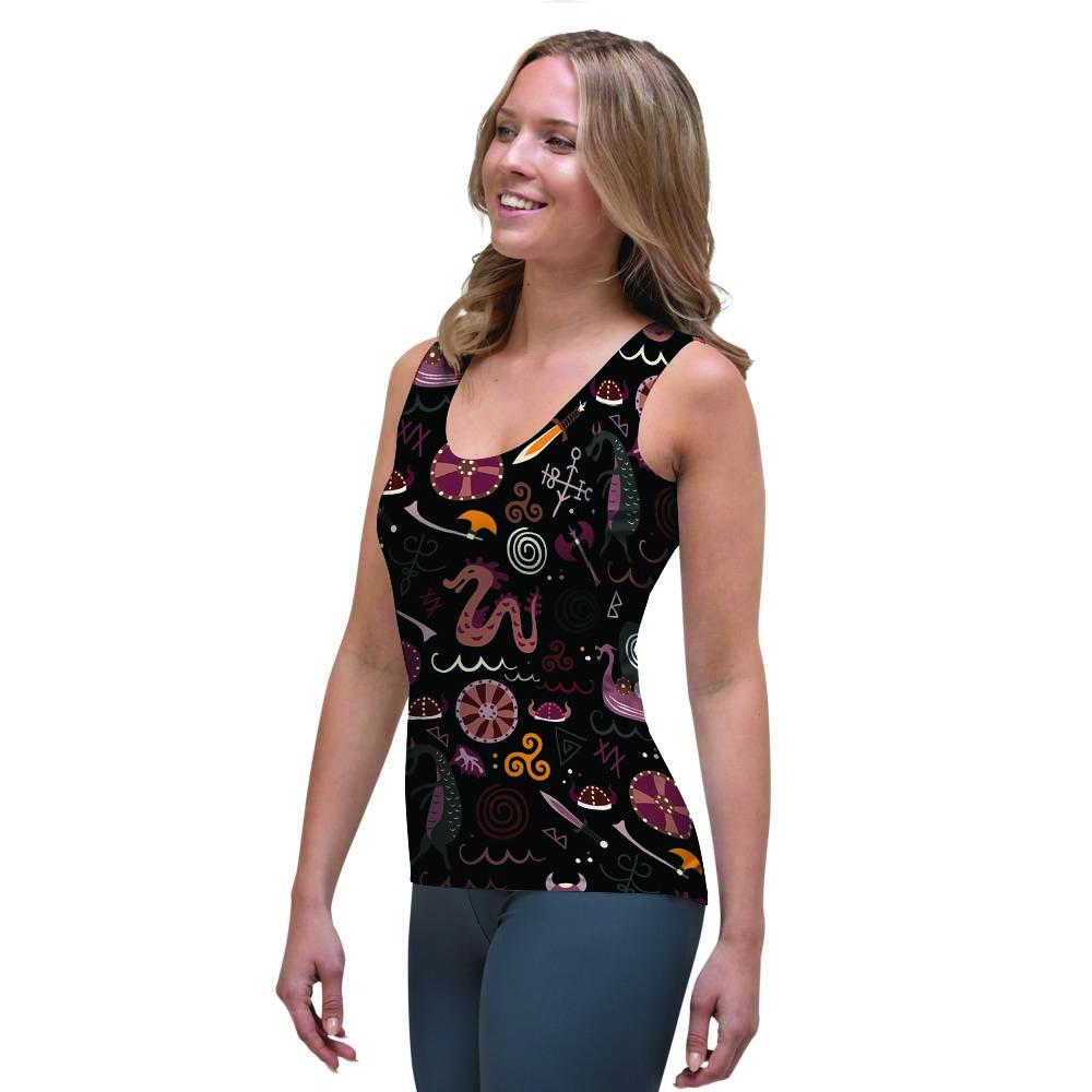 Viking Valhalla Cartoon Women's Tank Top-grizzshop