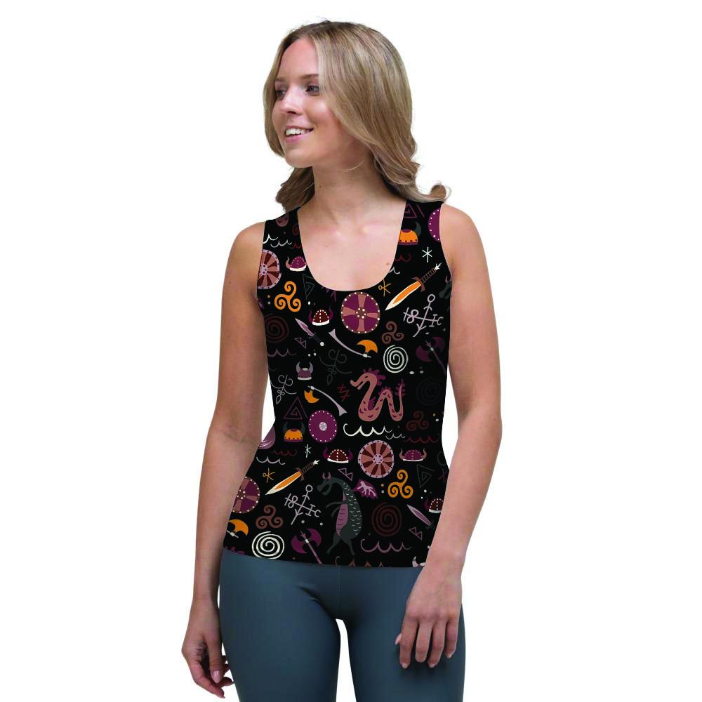 Viking Valhalla Cartoon Women's Tank Top-grizzshop