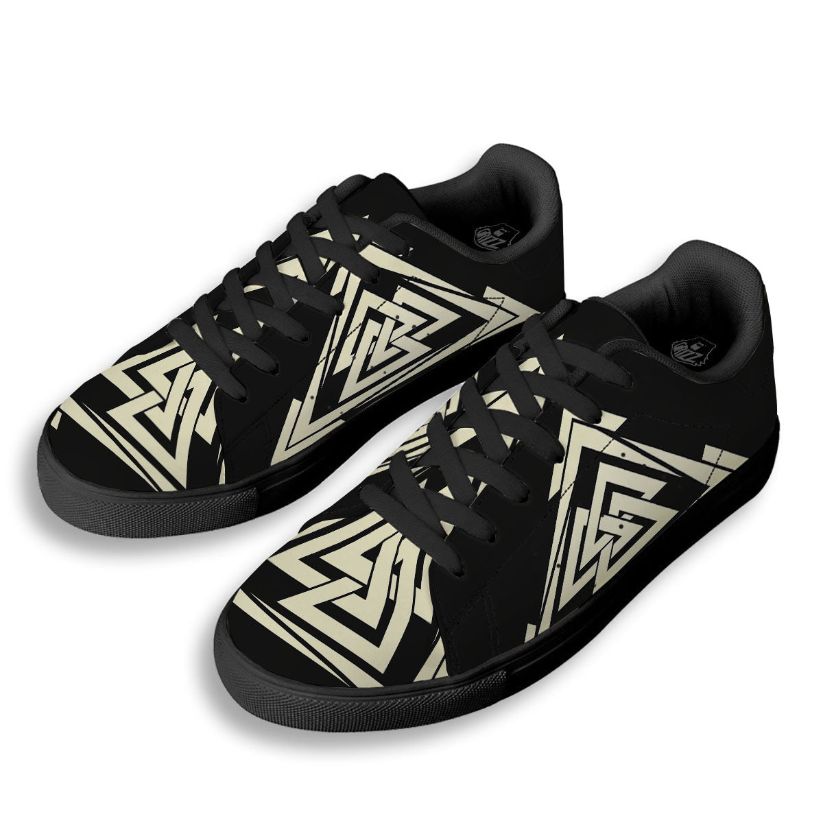 Viking Valknut Scandinavian Symbol Print Black Low Top Sneakers-grizzshop