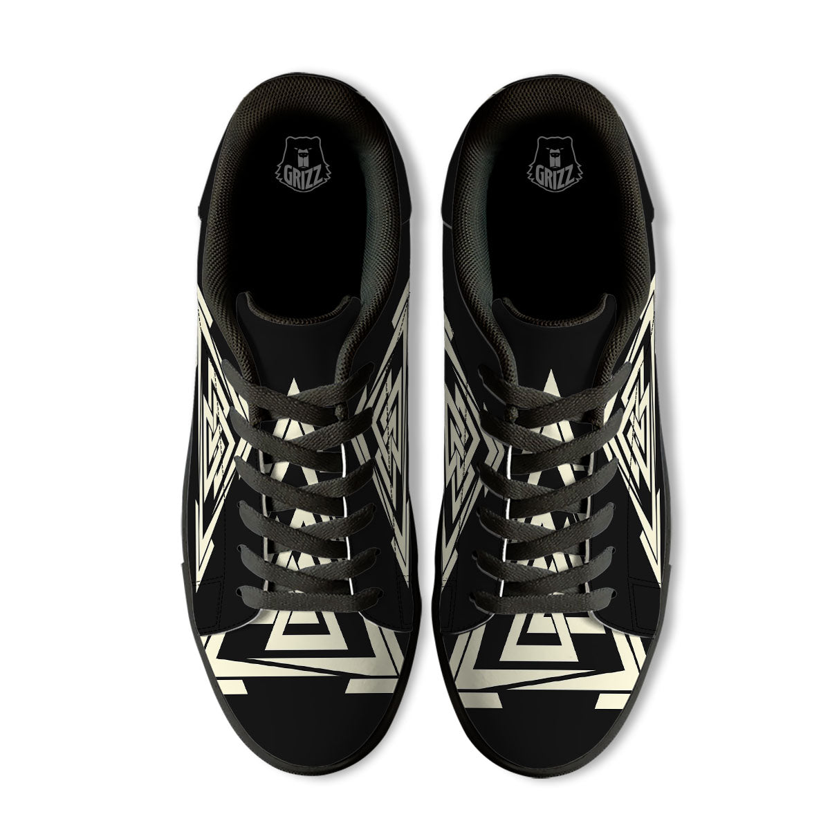 Viking Valknut Scandinavian Symbol Print Black Low Top Sneakers-grizzshop