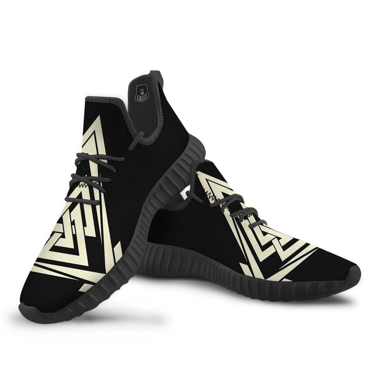 Viking Valknut Scandinavian Symbol Print Black Walking Shoes-grizzshop