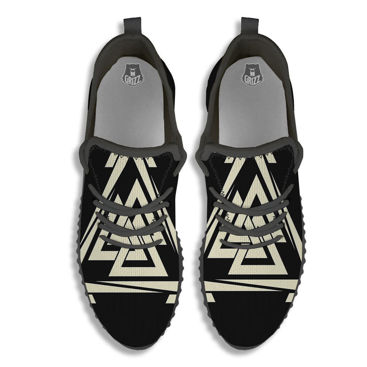 Viking Valknut Scandinavian Symbol Print Black Walking Shoes-grizzshop