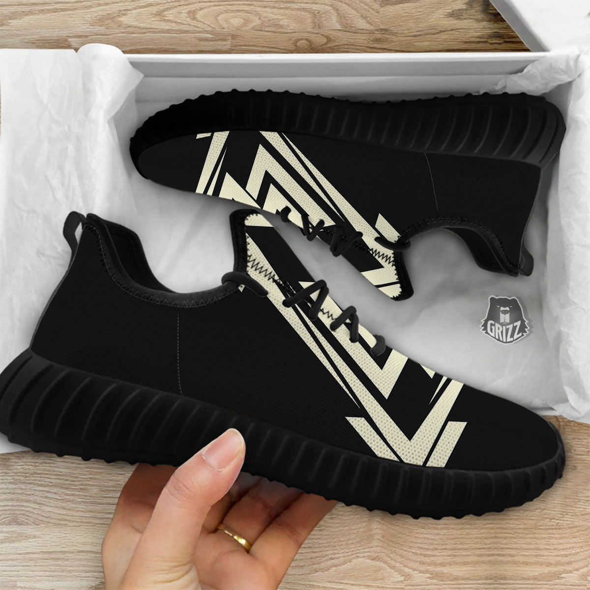 Viking Valknut Scandinavian Symbol Print Black Walking Shoes-grizzshop