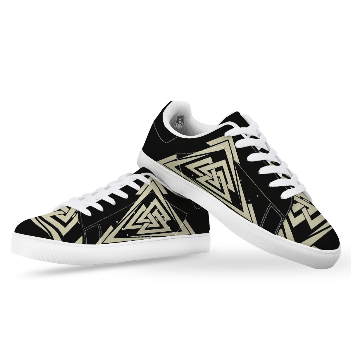 Viking Valknut Scandinavian Symbol Print White Low Top Sneakers-grizzshop