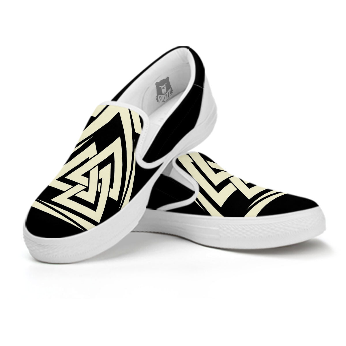 Viking Valknut Scandinavian Symbol Print White Slip On Shoes-grizzshop