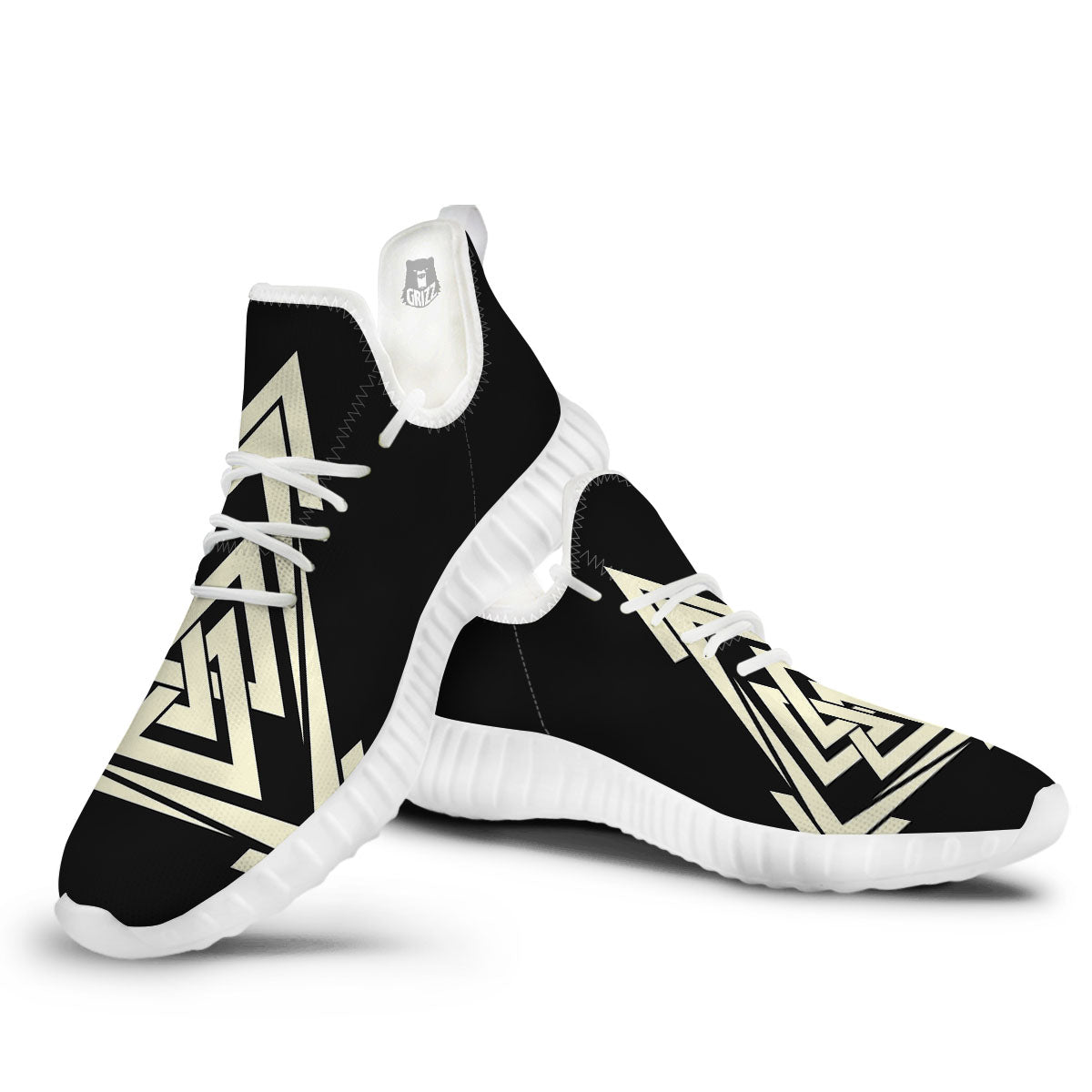 Viking Valknut Scandinavian Symbol Print White Walking Shoes-grizzshop