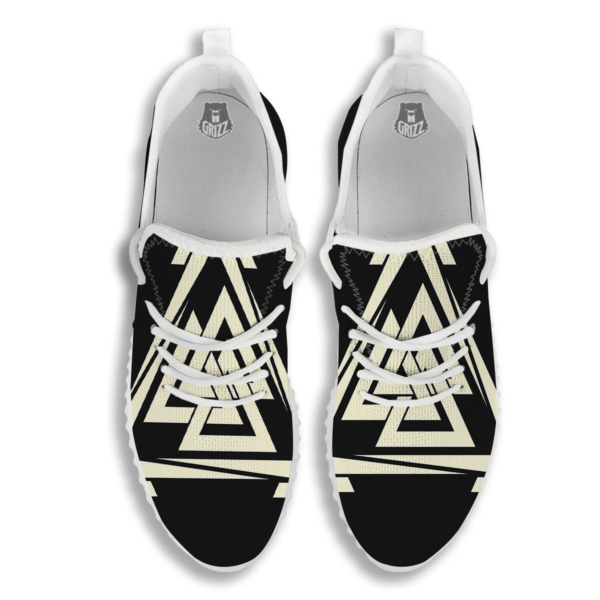 Viking Valknut Scandinavian Symbol Print White Walking Shoes-grizzshop