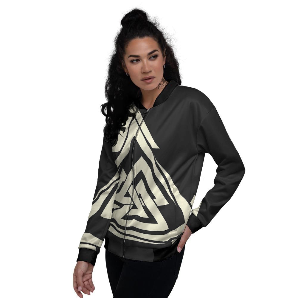 Viking Valknut Scandinavian Symbol Print Women's Bomber Jacket-grizzshop