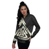 Viking Valknut Scandinavian Symbol Print Women's Bomber Jacket-grizzshop