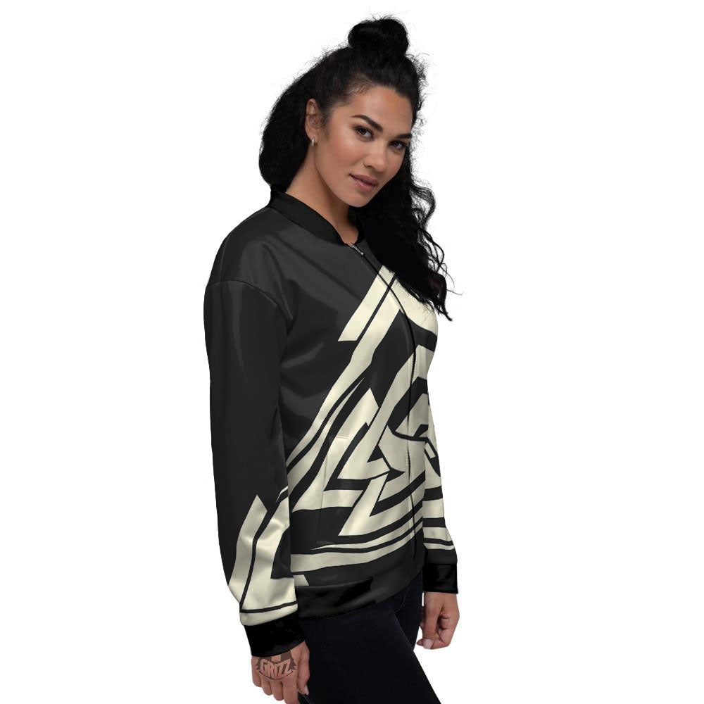 Viking Valknut Scandinavian Symbol Print Women's Bomber Jacket-grizzshop