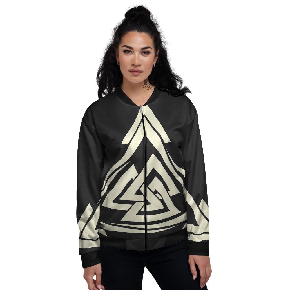 Viking Valknut Scandinavian Symbol Print Women's Bomber Jacket-grizzshop