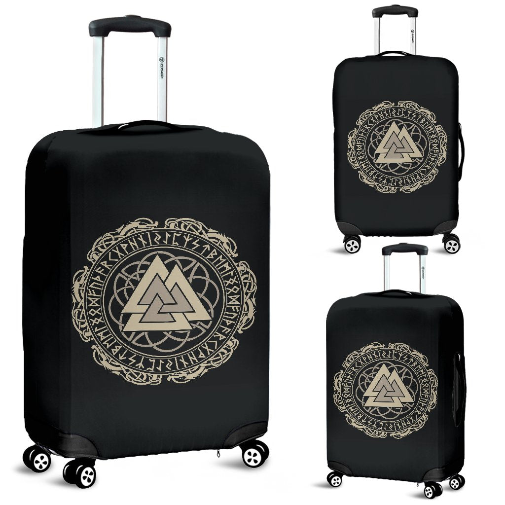 Viking Walknut Symbol Print Luggage Cover Protector-grizzshop