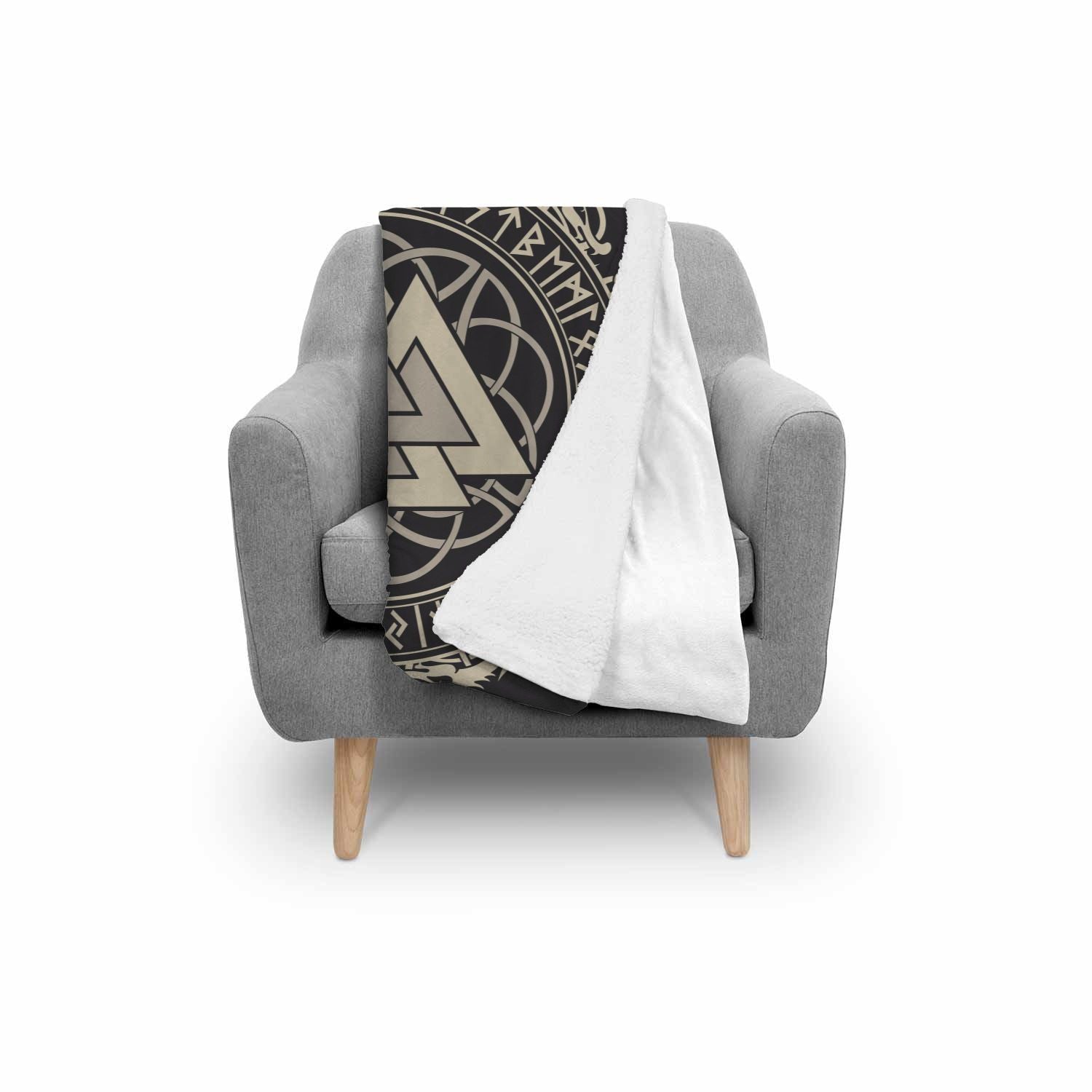 Viking Walknut Symbol Print Throw Blanket-grizzshop