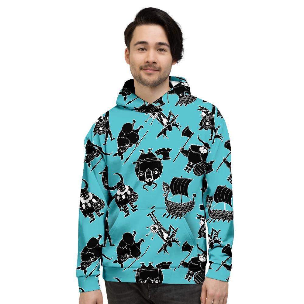 Viking Cartoon Silhouette Men's Hoodie-grizzshop