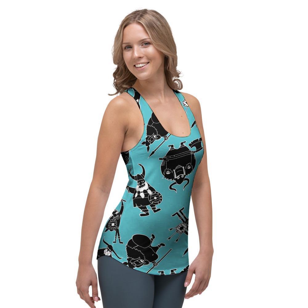 Viking Cartoon Silhouette Women's Racerback Tank Top-grizzshop