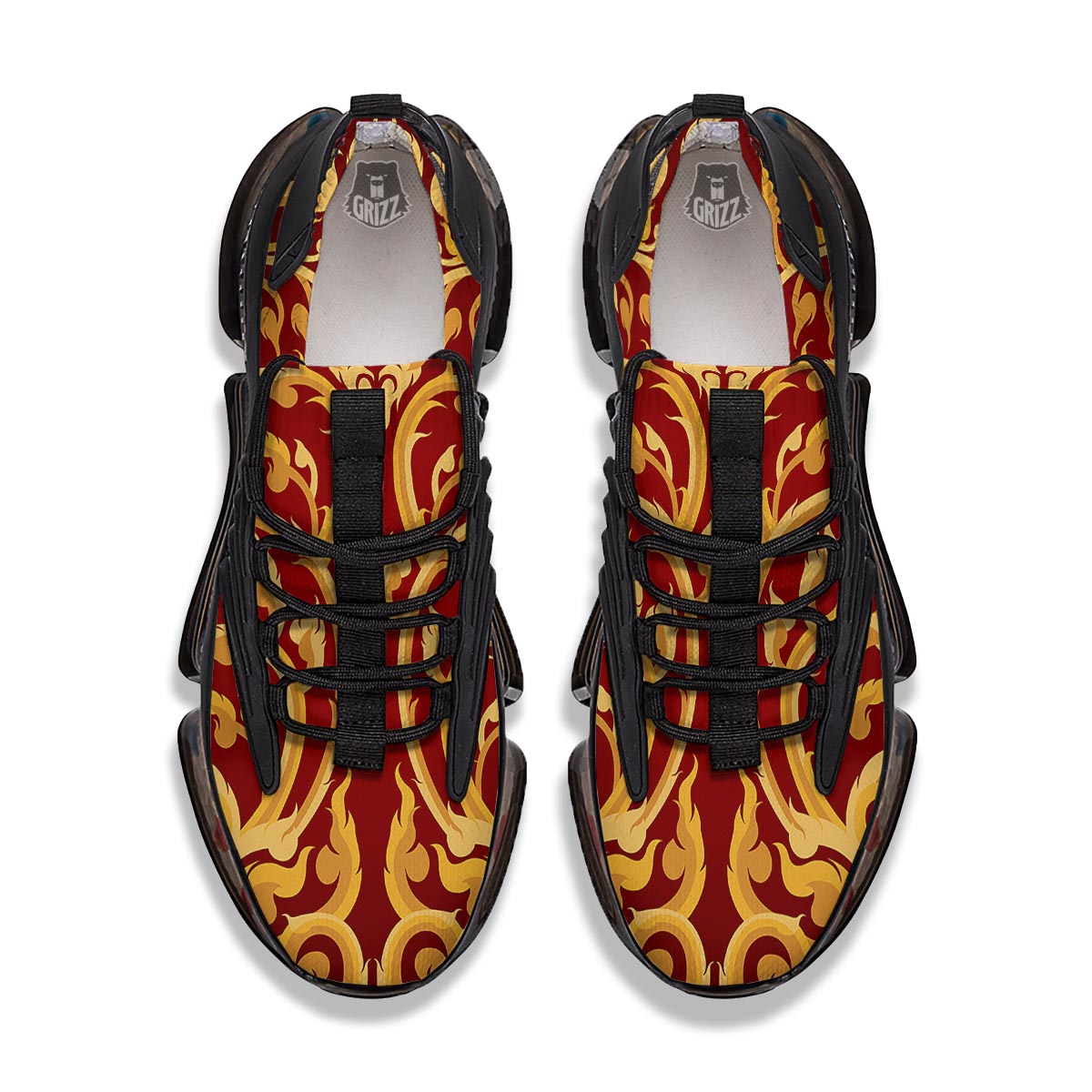 Vines Thai Winding Print Black Gym Shoes-grizzshop