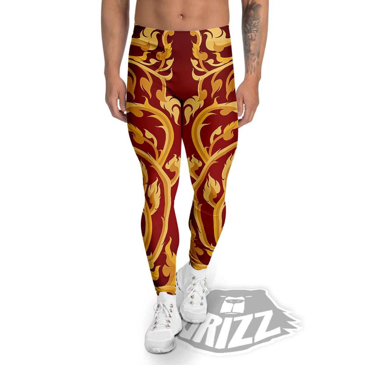 Vines Thai Winding Print Men's Leggings-grizzshop